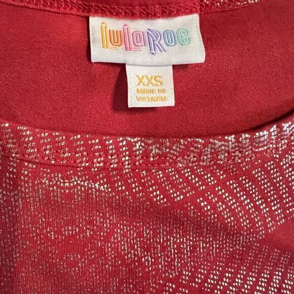 LulaRoe Carly Elegant Collection Swing Dress Red & Gold Sz XXS - Picture 6 of 8